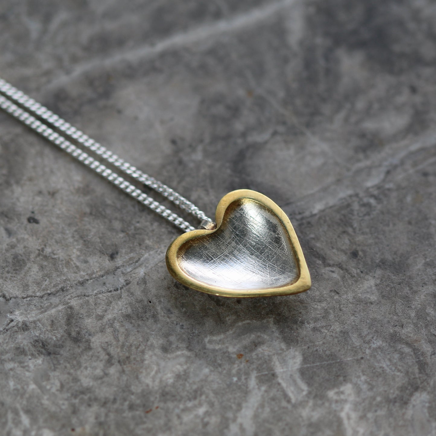 Silver + Gold Plate Heart Pendant Necklace image 4