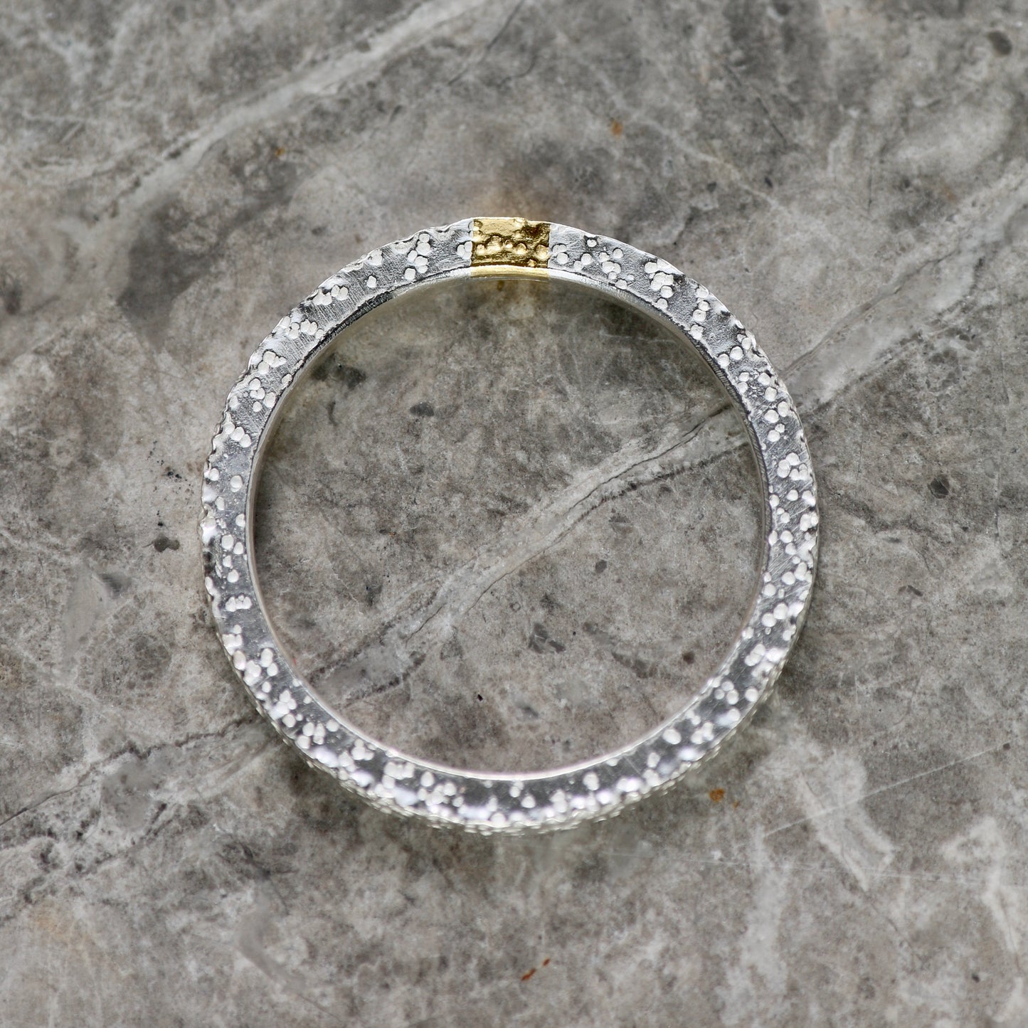Dot Textured Silver & Gold 2mm Stacking Ring image 6