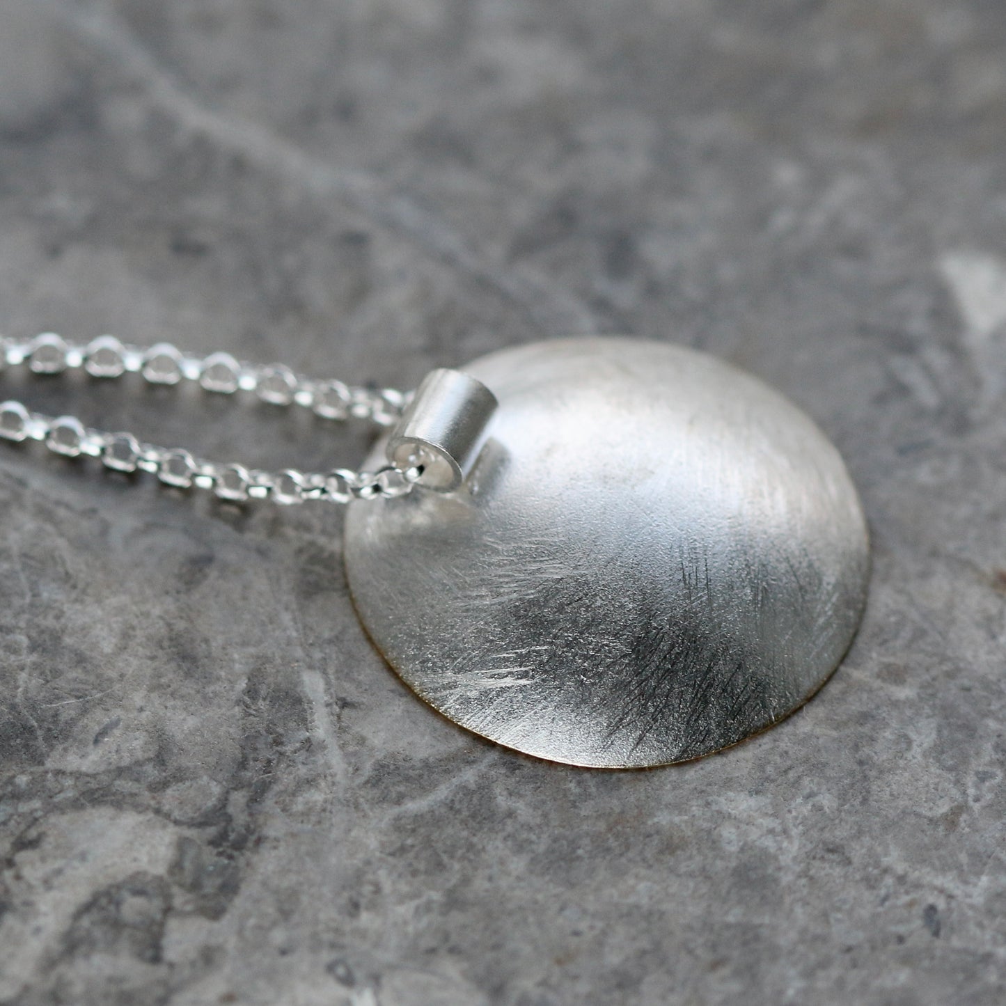 Silver + Gold Concave Pendant Necklace image 4