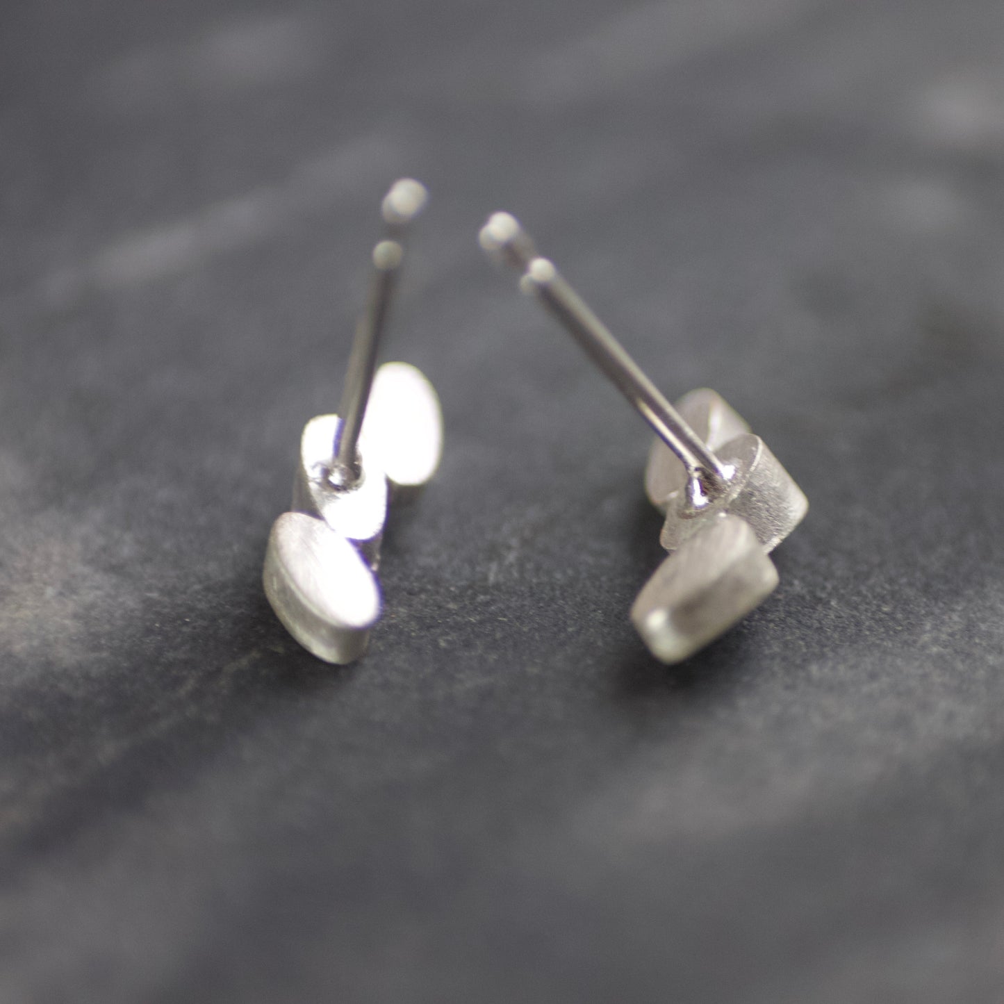 Solid Sterling Silver Short Laurel Stud Earrings image 2