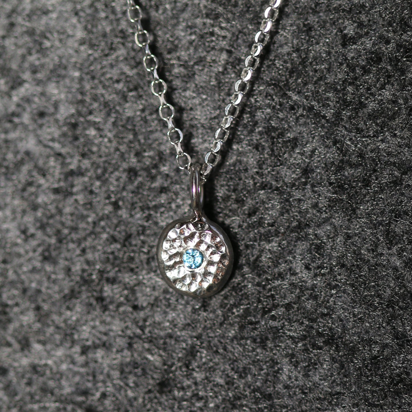 Solid Silver Pebble & Aquamarine Pendant Necklace image 3