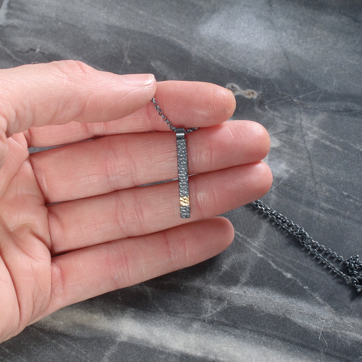 Keum Boo Oxidised Bar Necklace image 4