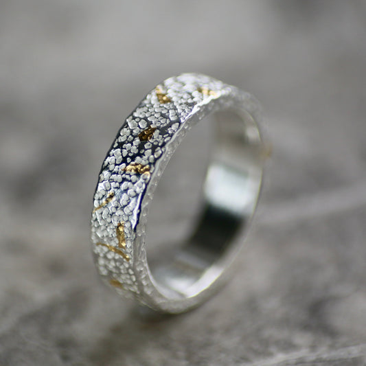 Confetti Keum Boo Silver & Gold Textured 4mm Ring image 1
