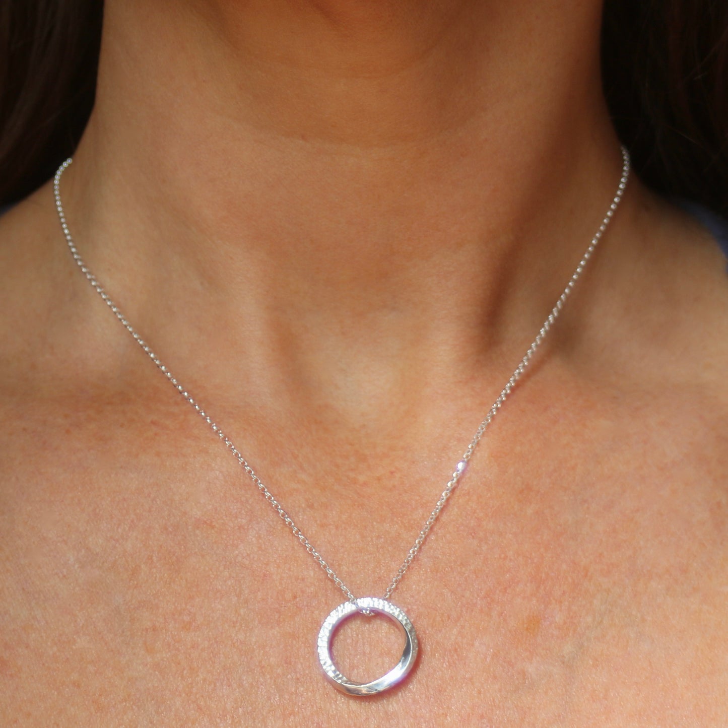 Silver Textured Möbius Twist Halo Ring Pendant image 5