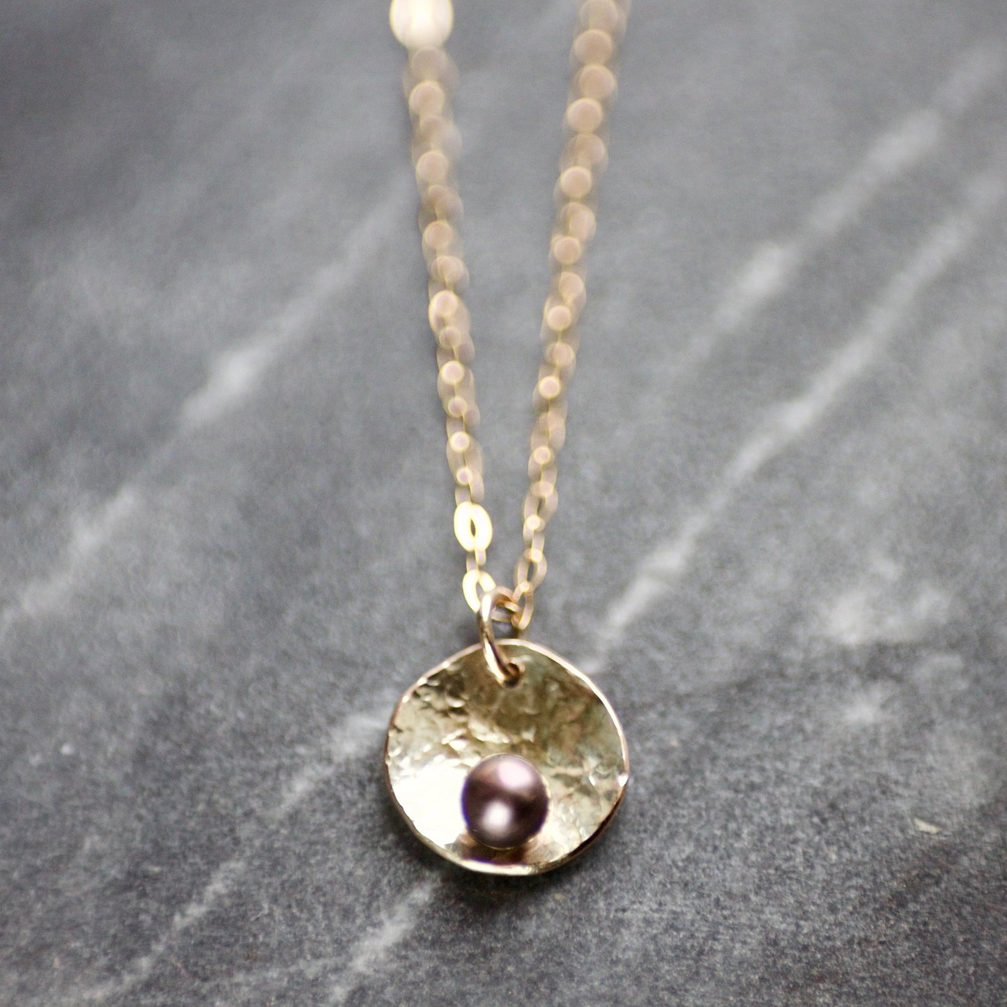 Peacock Pearl & 9ct Gold Delicate Pendant Necklace image 1