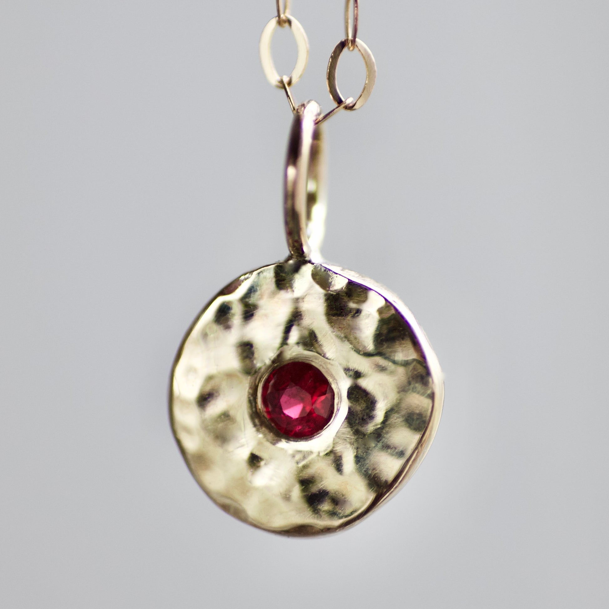 Ruby & Recycled Solid 9ct Yellow Gold Pebble Pendant Necklace image 3
