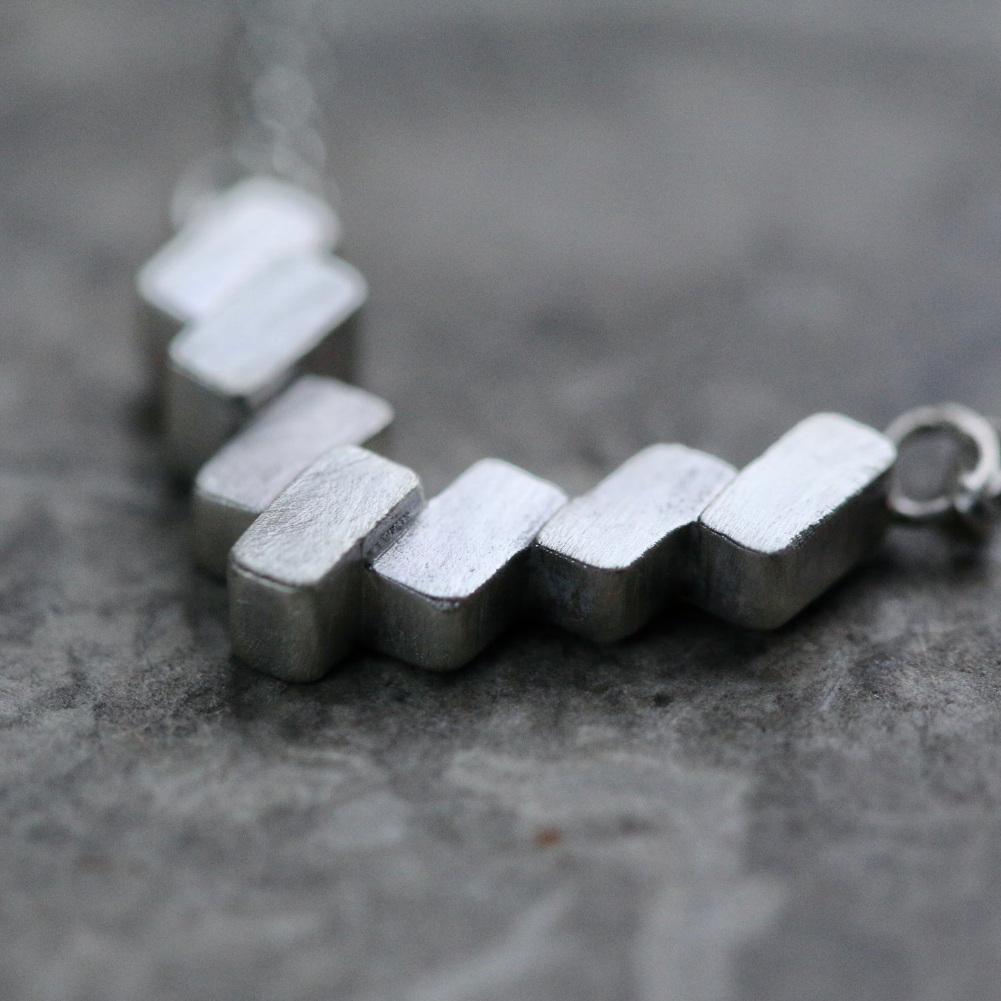 Silver Block Necklace + Earrings Gift Set image 4