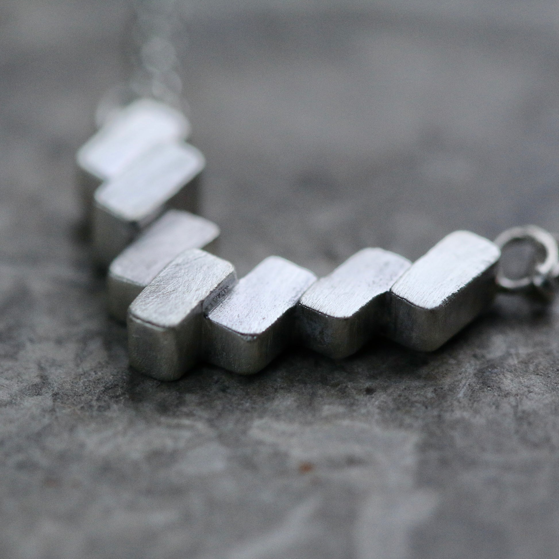 Silver Block Necklace + Earrings Gift Set image 4