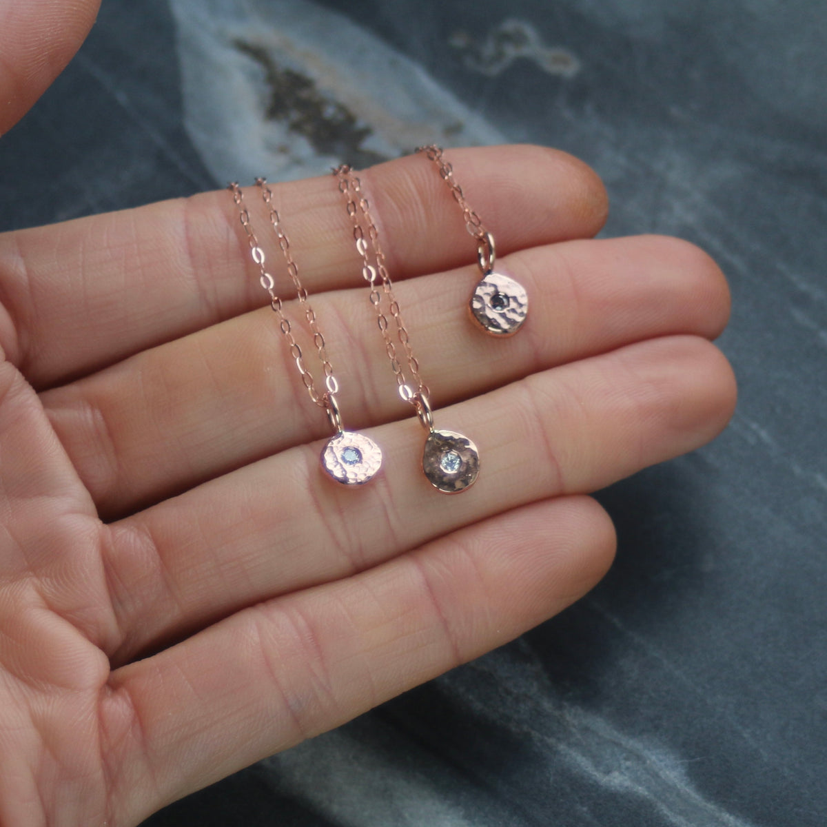 Cognac Diamond & Recycled Solid 9ct Rose Gold Pebble Pendant Necklace image 2