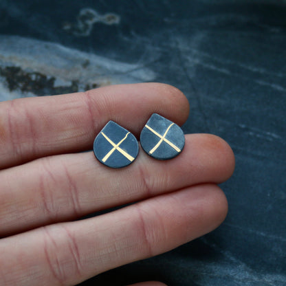 Oxidised Cross Keum Boo Studs image 3
