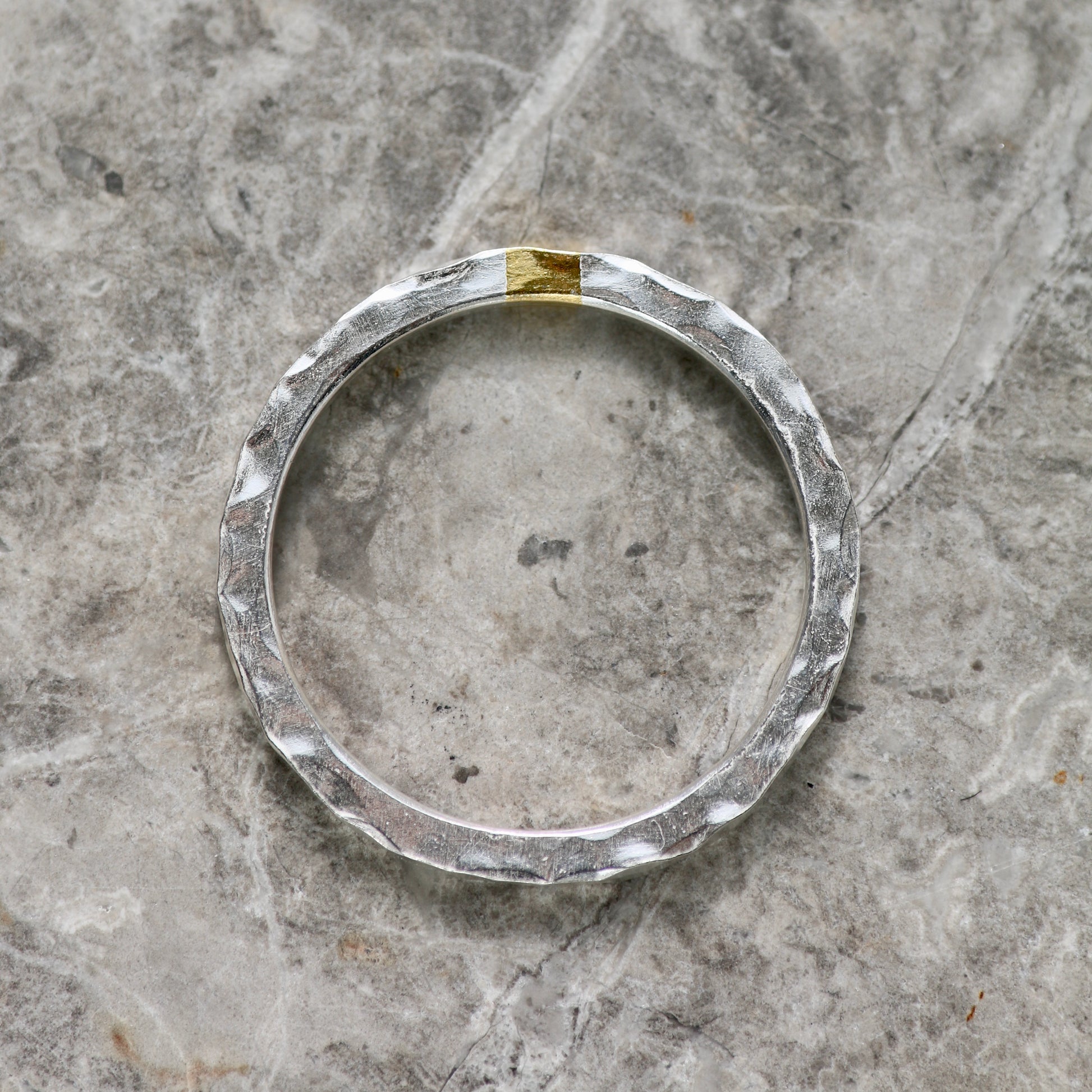 Hammered Silver & Gold 2mm Keum Boo Ring image 4