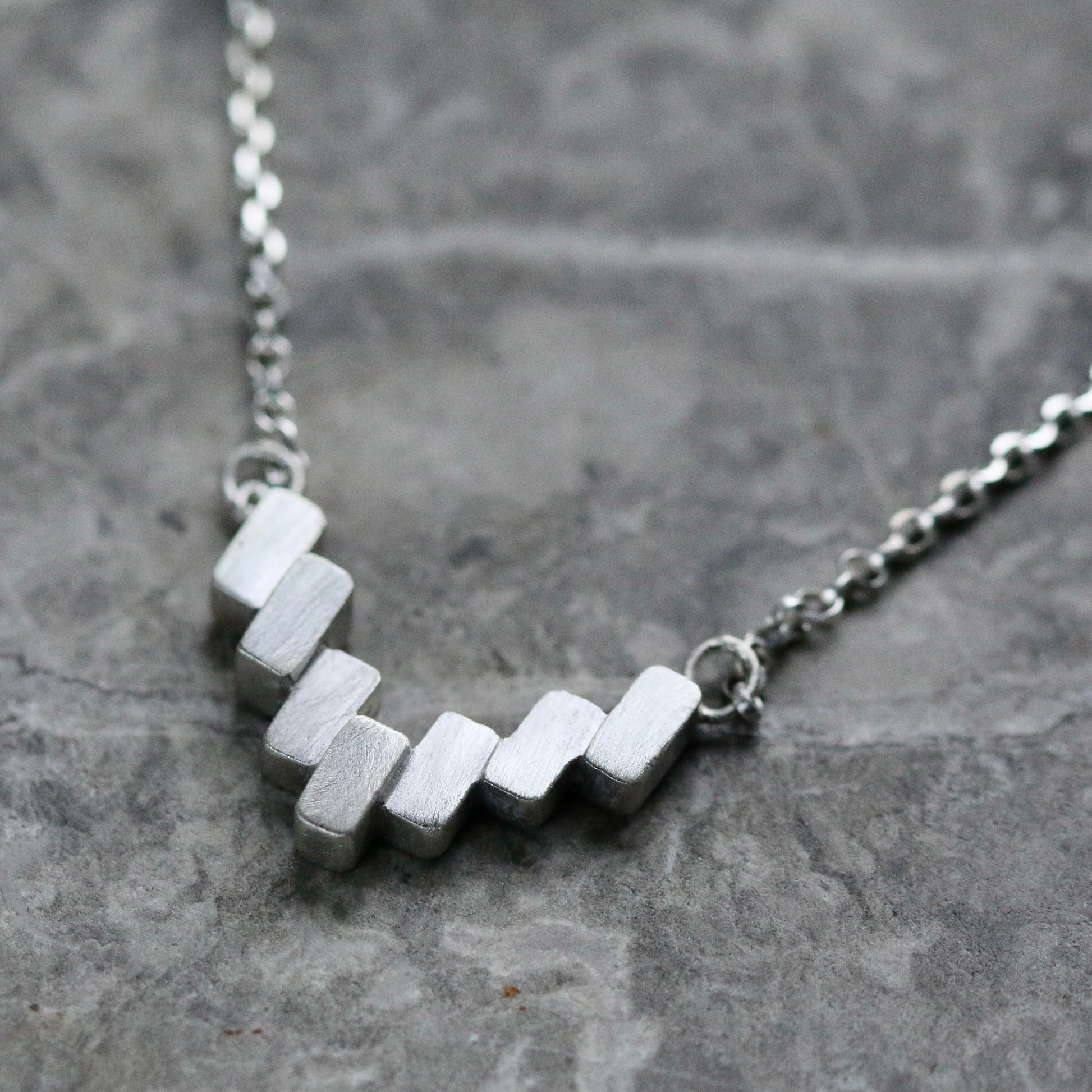 Silver Block Necklace + Earrings Gift Set image 2