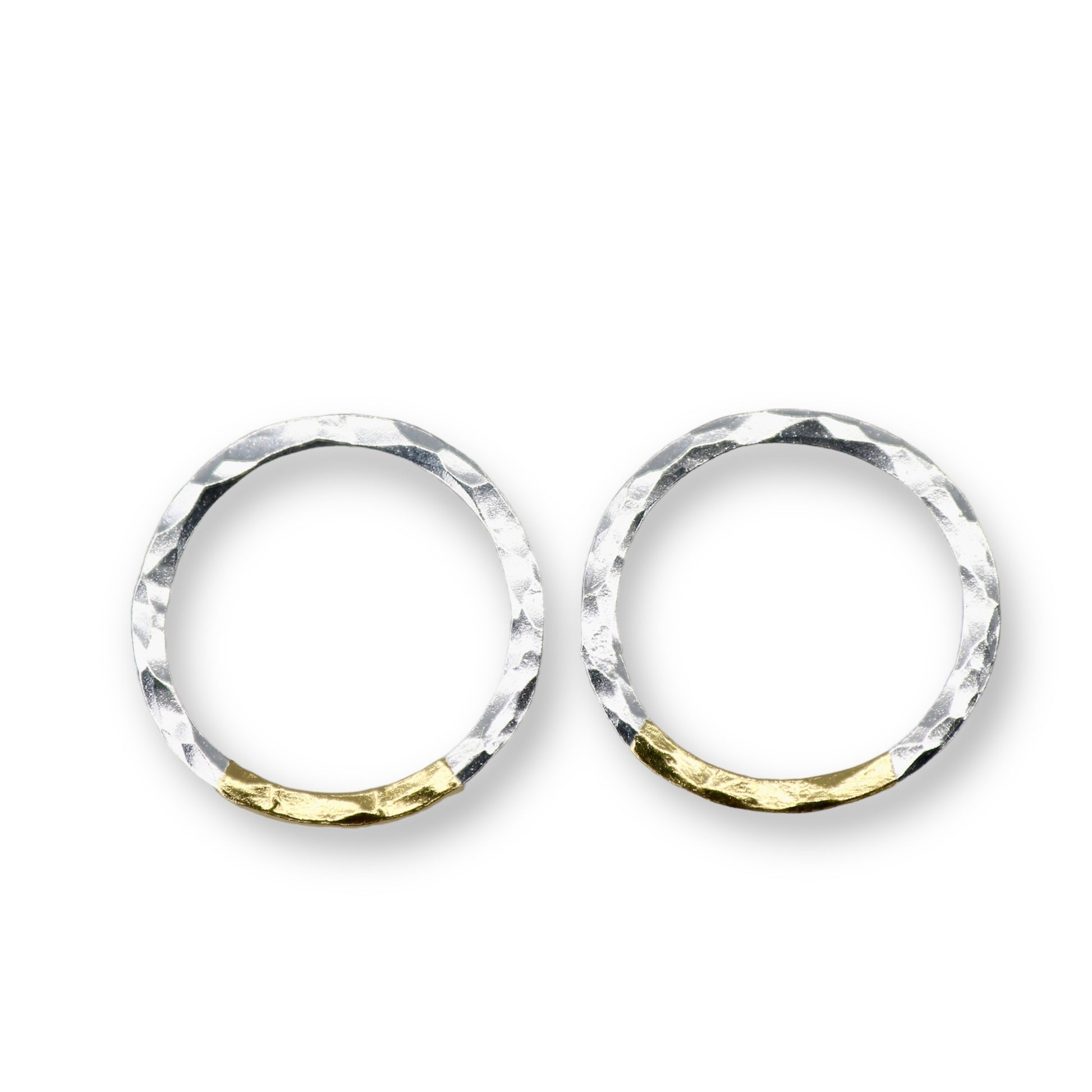 Keum Boo Hammered Sterling Silver & 24ct Gold Hoop Studs image 0