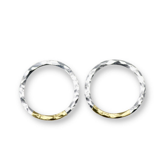 Keum Boo Hammered Sterling Silver & 24ct Gold Hoop Studs image 0