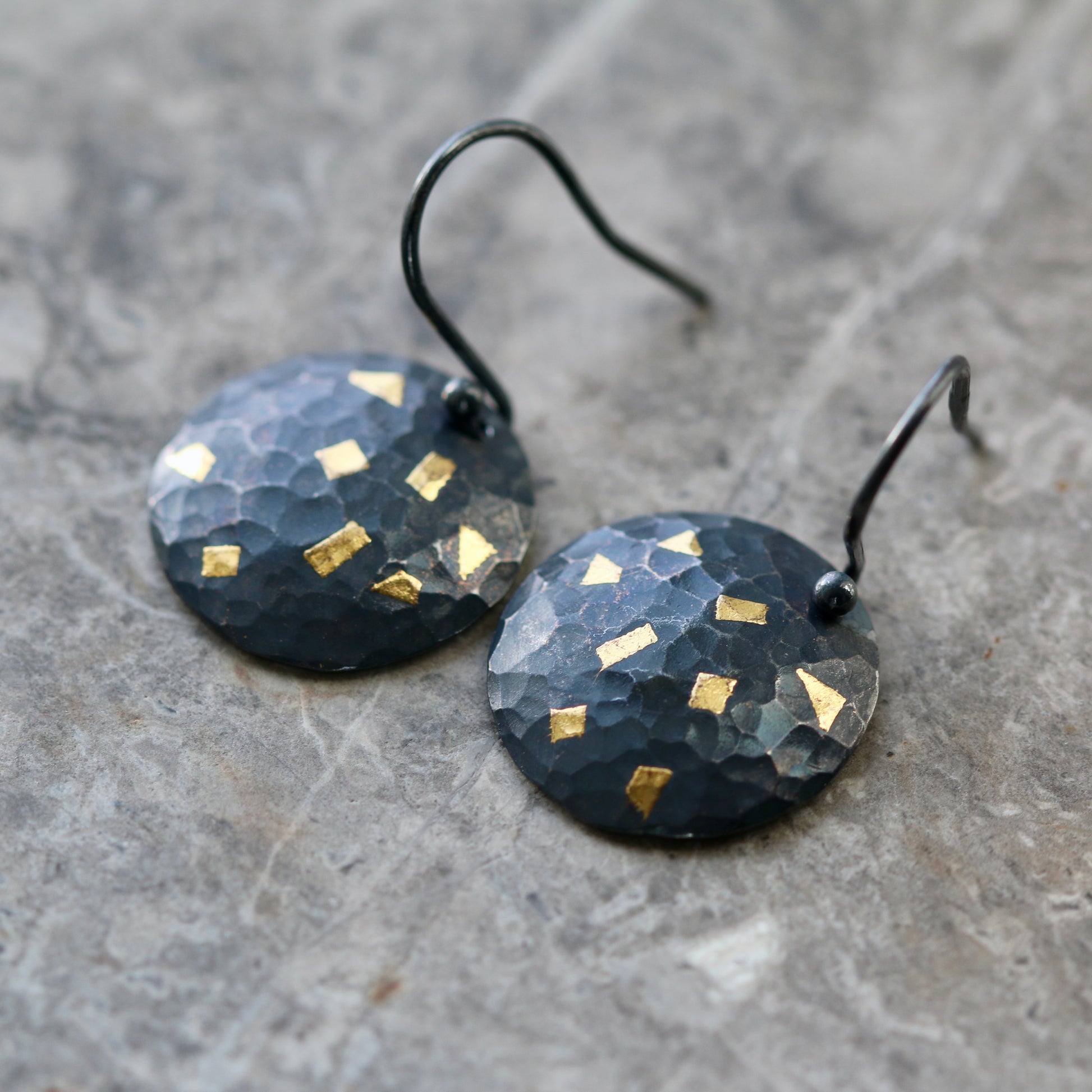 Keum Boo Oxidised Circle Confetti Drop Earrings image 2