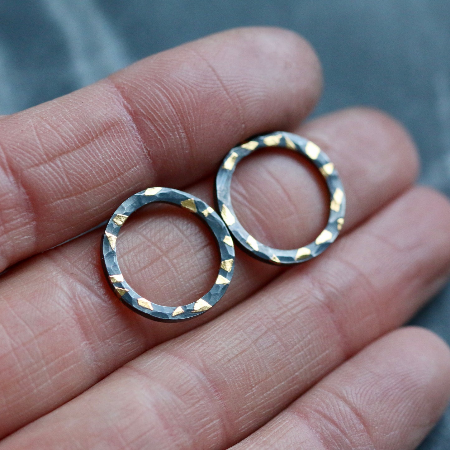 Oxidised Confetti Keum Boo Hoop Studs image 2