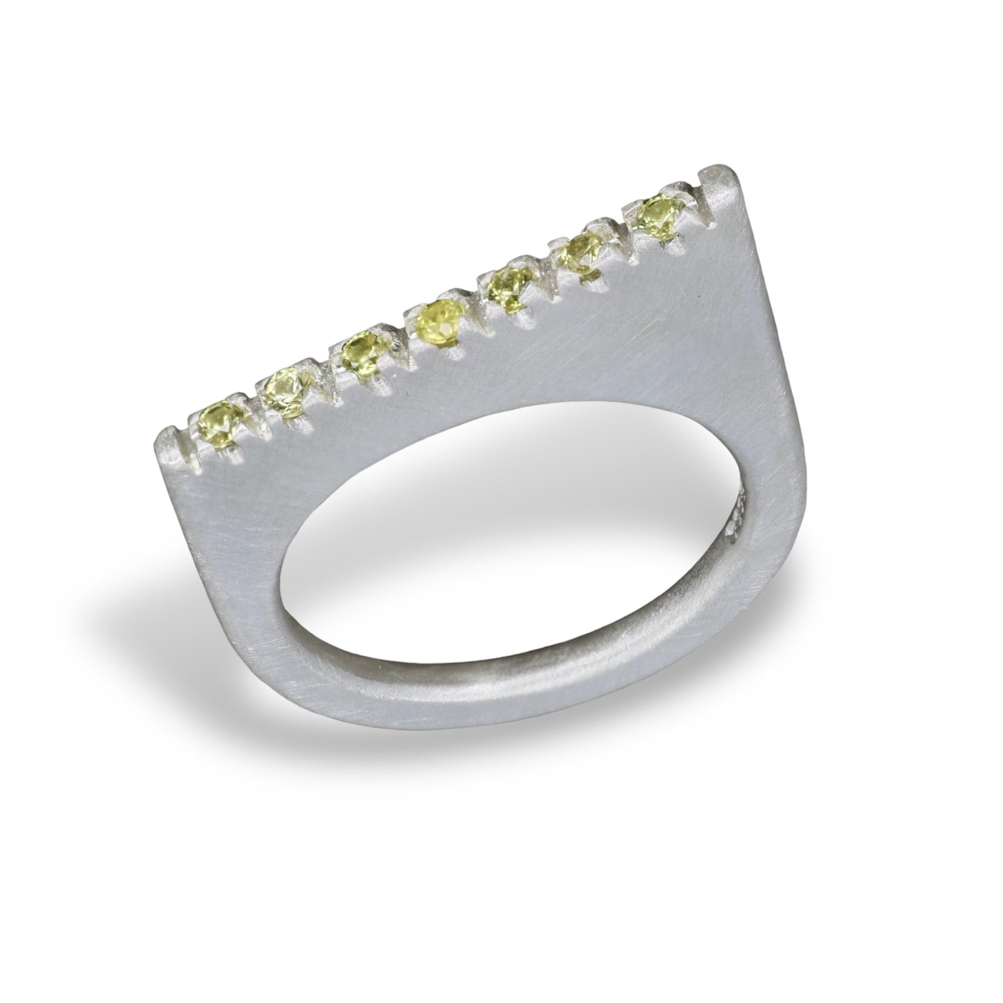 Yellow Sapphire Diagonal Pavé Slice Ring image 0