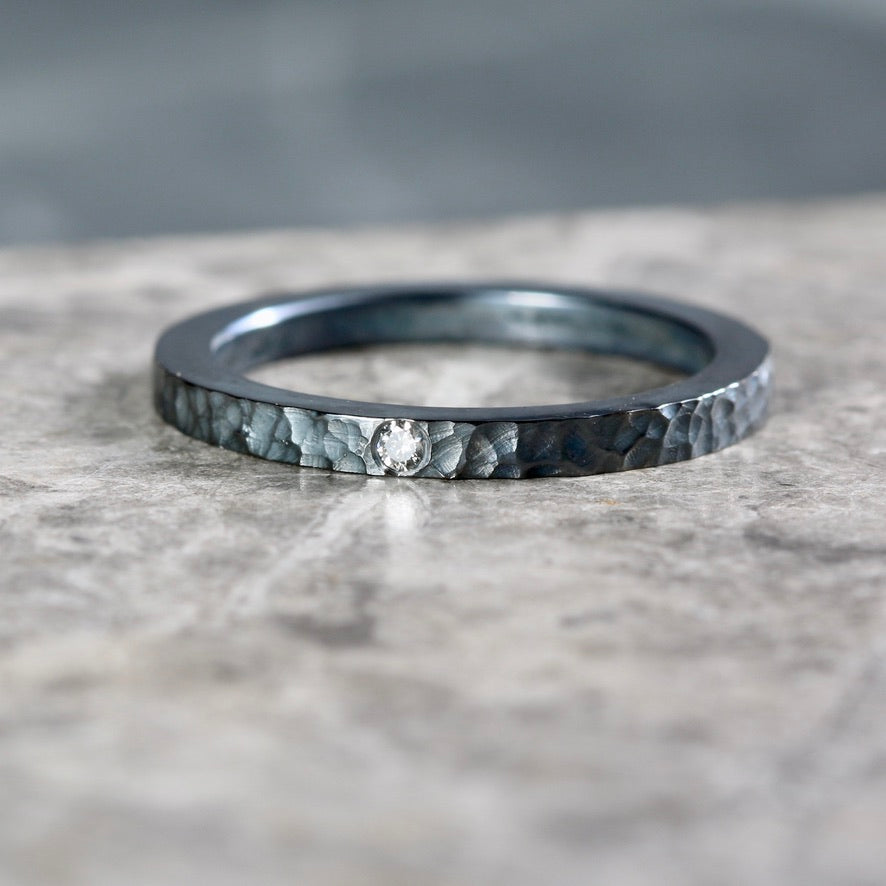 Oxidised Silver Salt & Pepper Diamond Ring image 1