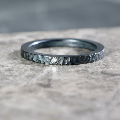 Oxidised Silver Salt & Pepper Diamond Ring image 1