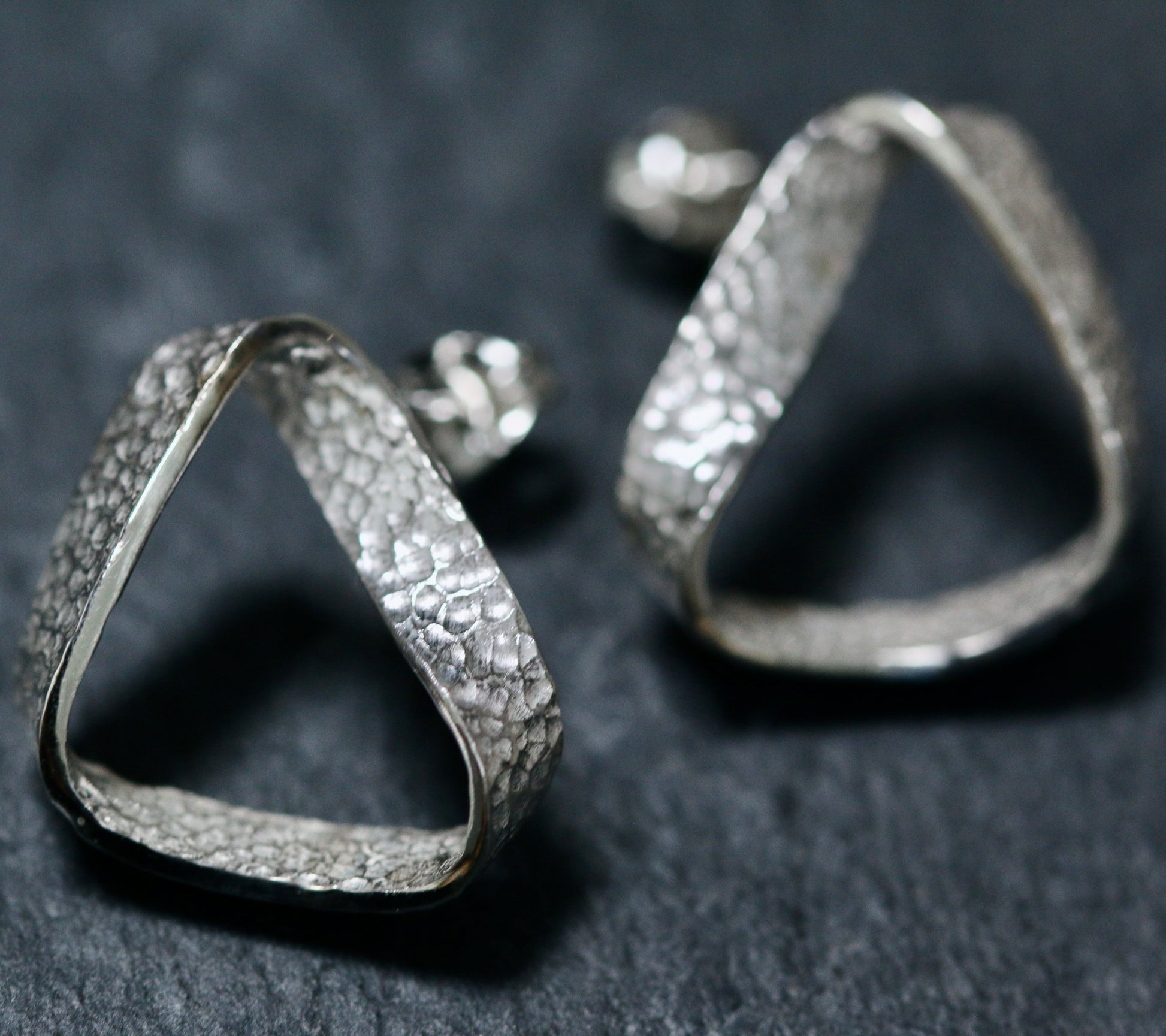 Silver Textured Möbius Twist Ribbon Studs image 0