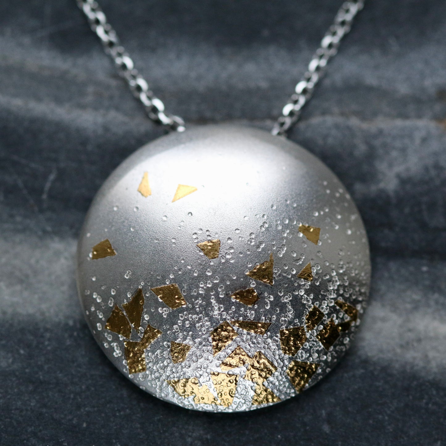Keum Boo Silver &amp; Gold Circle Confetti Drop Pendant Necklace image 0