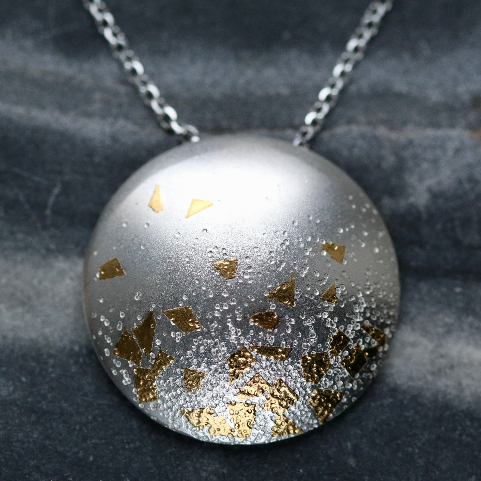 Keum Boo Silver &amp; Gold Circle Confetti Drop Pendant Necklace image 0