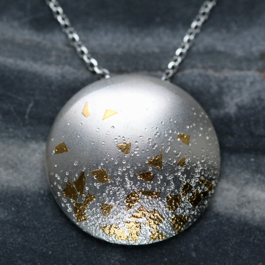 Keum Boo Silver &amp; Gold Circle Confetti Drop Pendant Necklace image 0