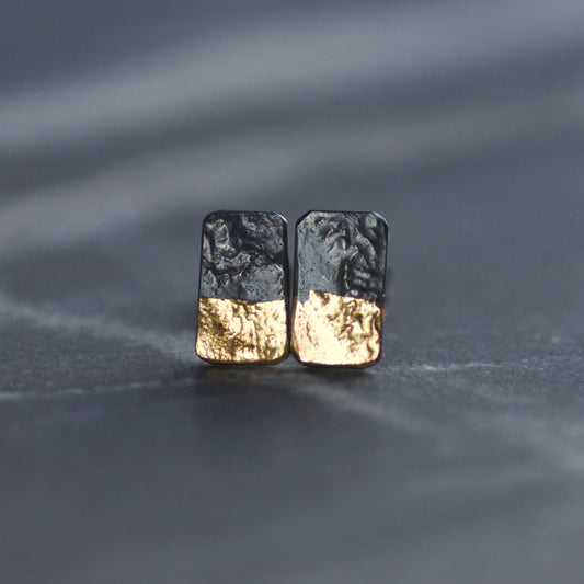 LINEAR Oxidised Mini Dip Block Stud Earrings image 0