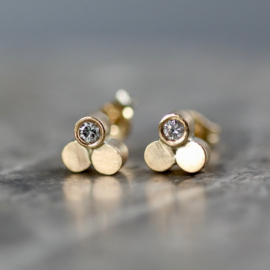 Solid 9ct Gold Diamond Cluster Stud Earrings image 1