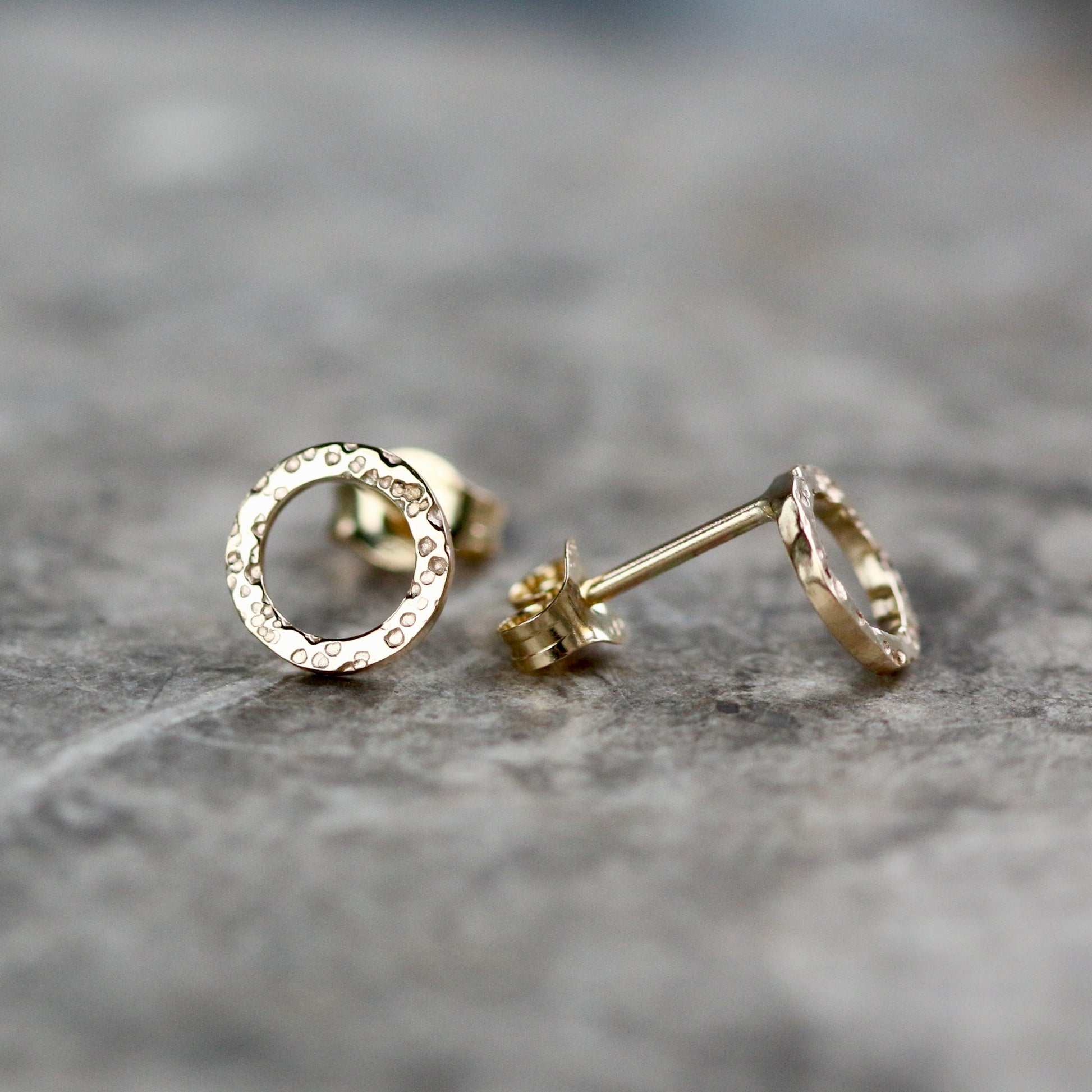 Solid Mini Dot Textured 9ct Yellow Gold Halo Studs image 1