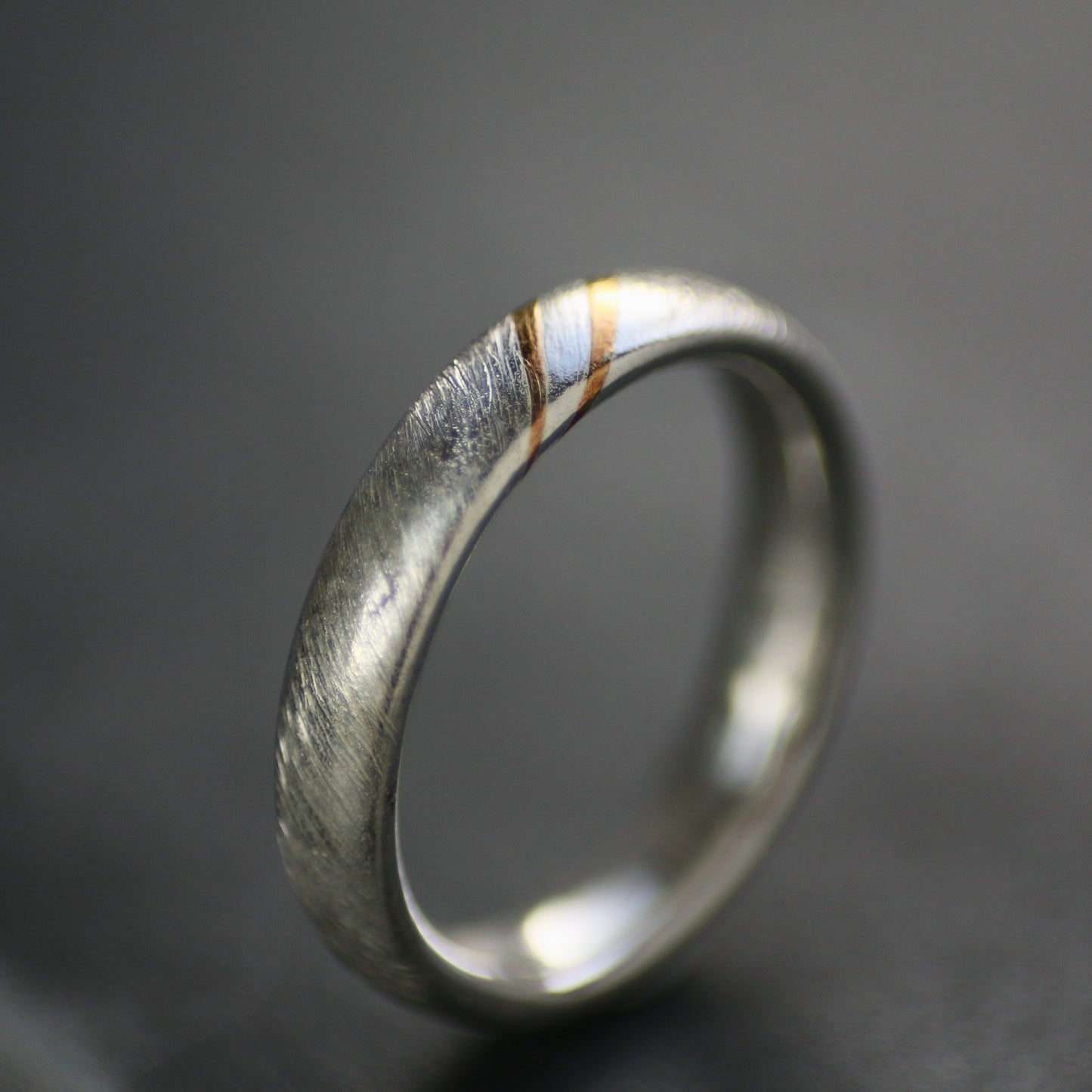 Silver & Gold Keum Boo Diagonal Textured Ring image 3