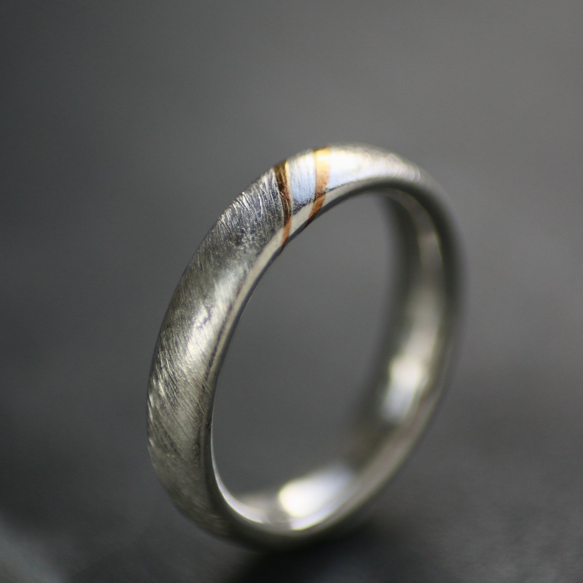 Silver & Gold Keum Boo Diagonal Textured Ring image 3