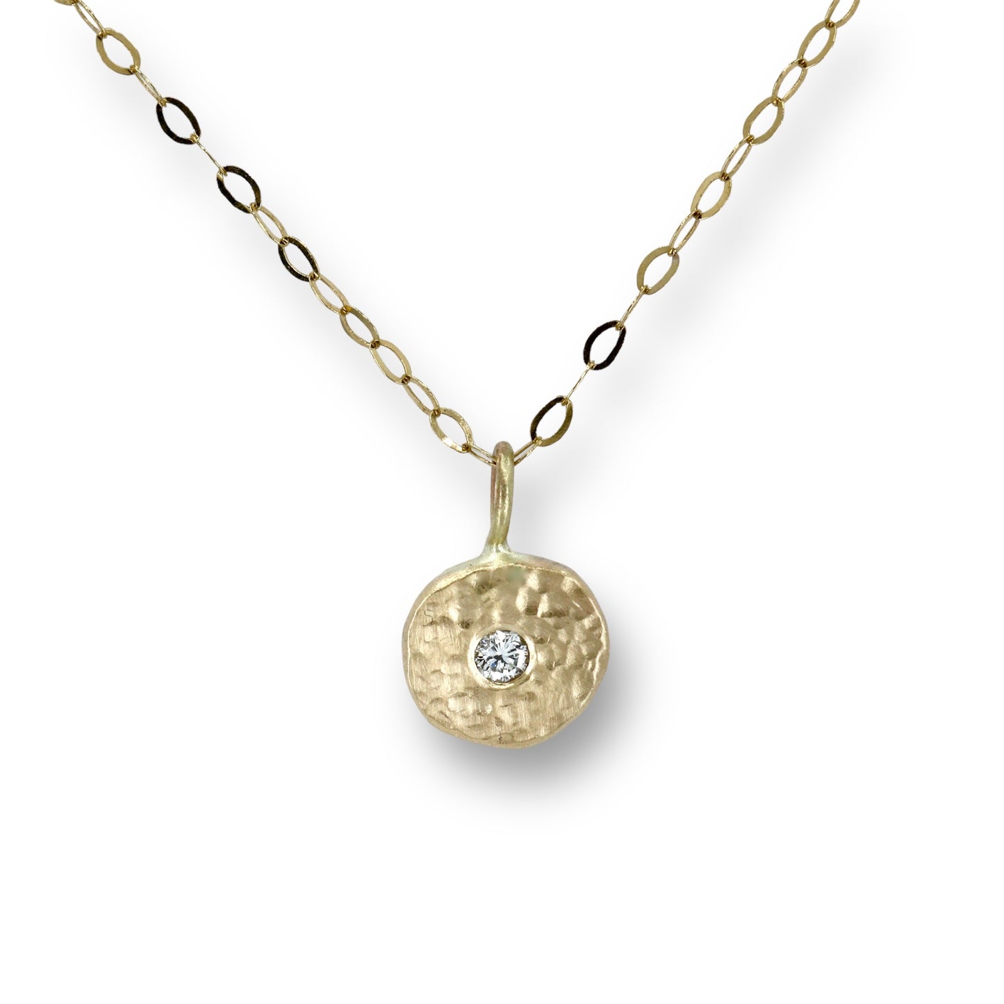 Diamond & Recycled Solid 9ct Yellow Gold Pebble Pendant Necklace image 0