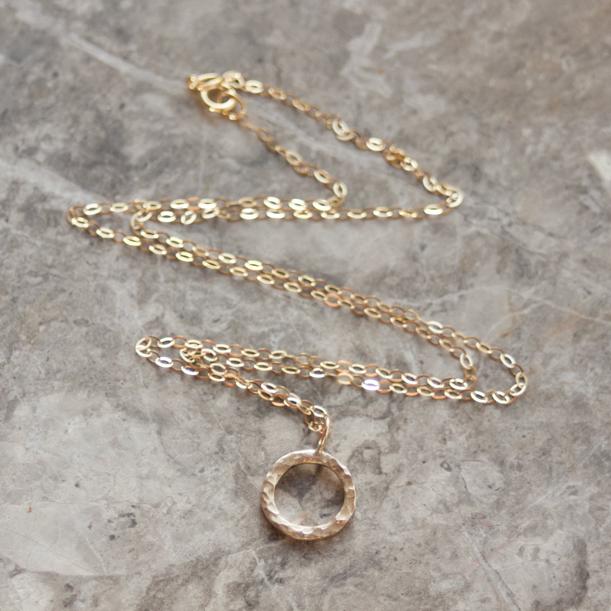 Solid Recycled 9ct Gold Hammered Halo Circle Pendant Necklace image 5