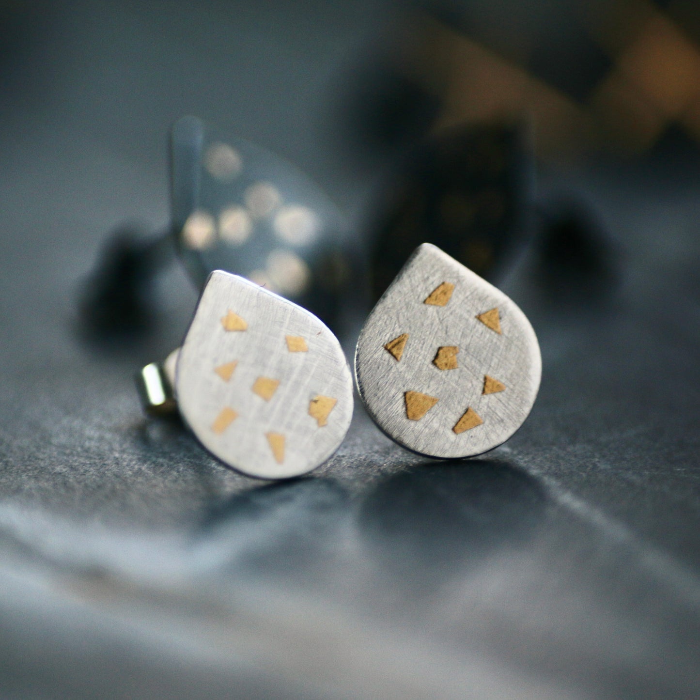 Silver Confetti Keum Boo Studs image 1