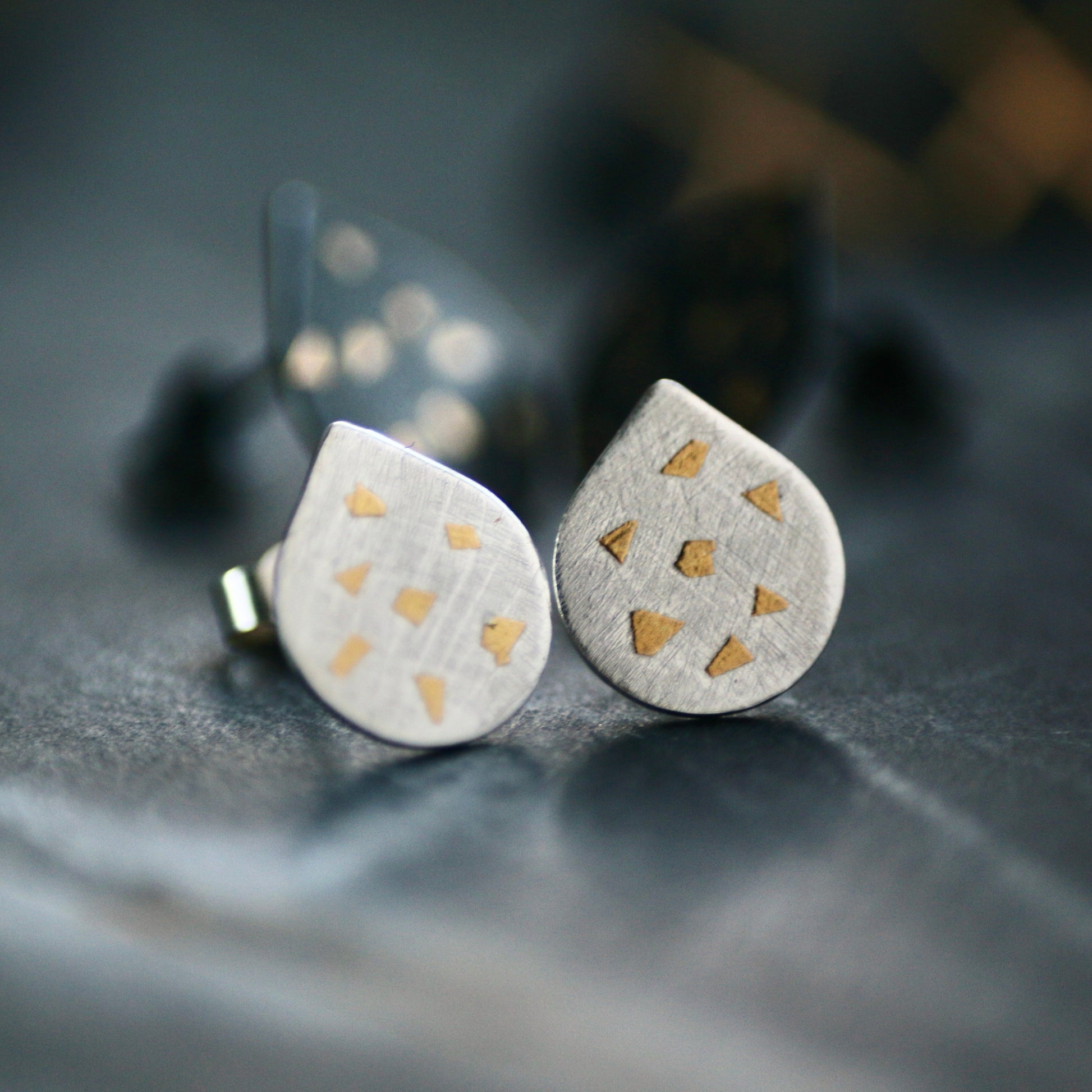 Silver Confetti Keum Boo Studs image 1