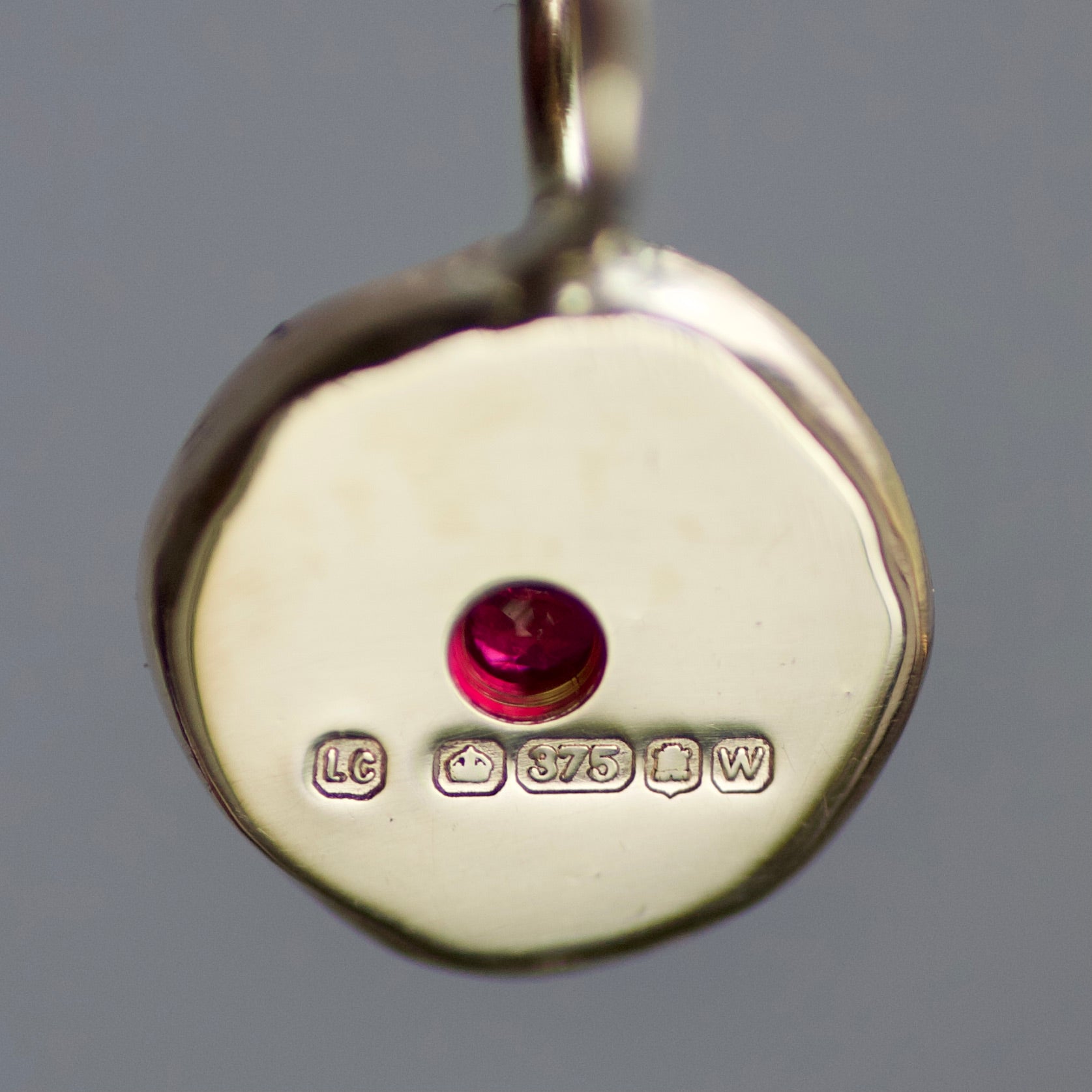 Ruby & Recycled Solid 9ct Yellow Gold Pebble Pendant Necklace image 5