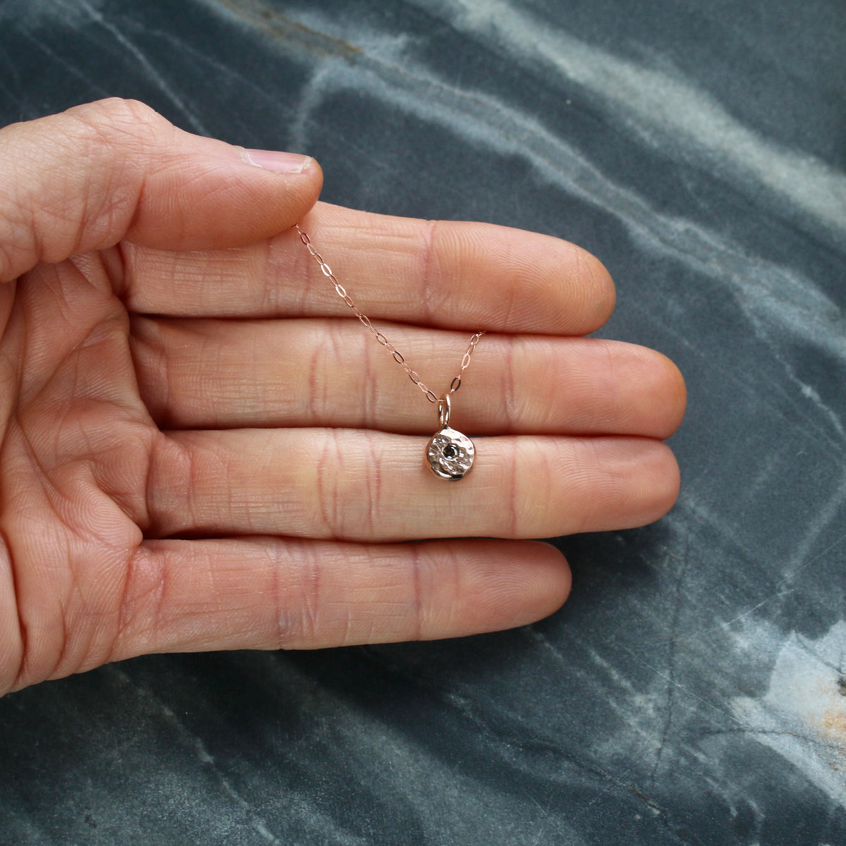 Cognac Diamond & Recycled Solid 9ct Rose Gold Pebble Pendant Necklace image 5
