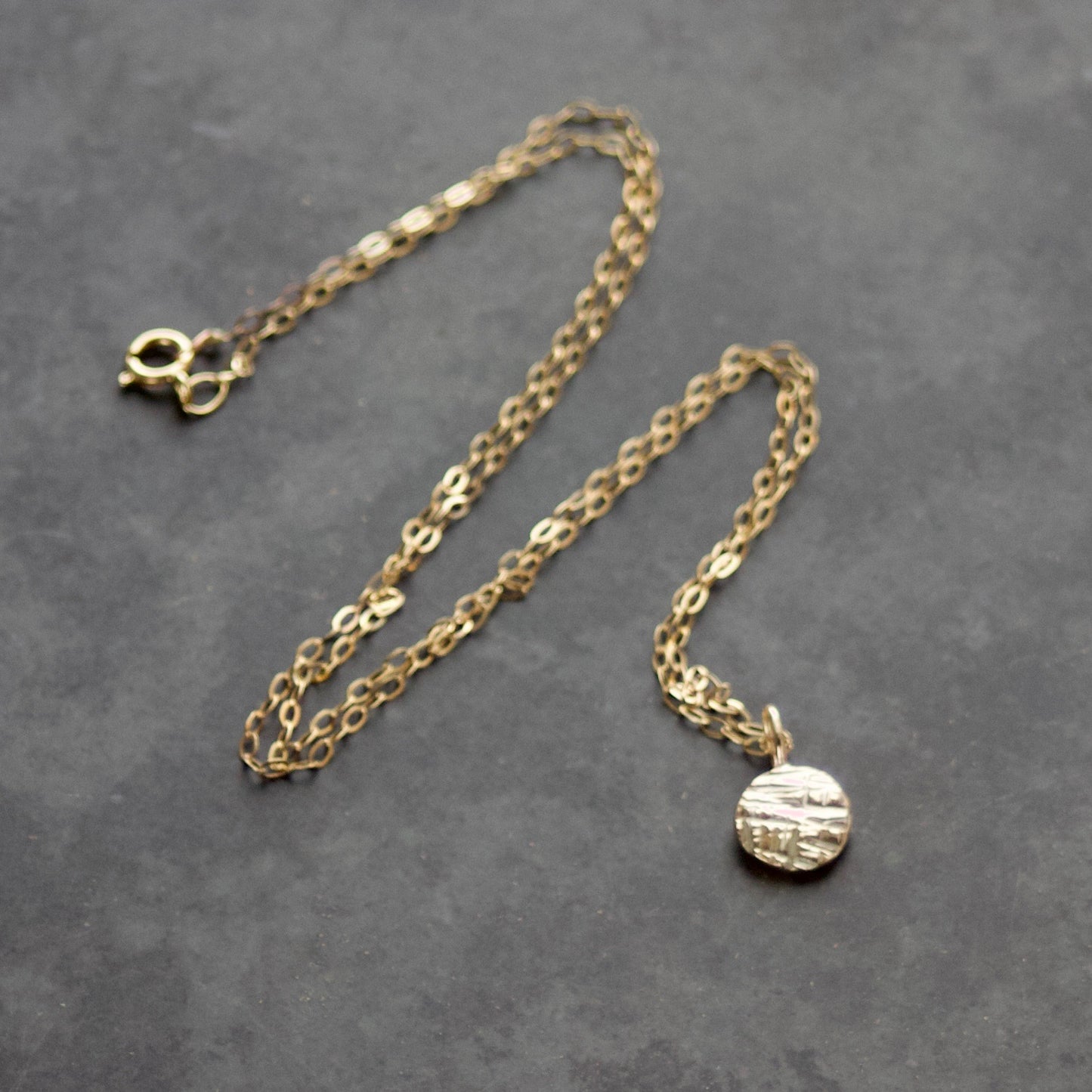 Solid Recycled 9ct Gold Criss Cross Disc Pendant Necklace image 1