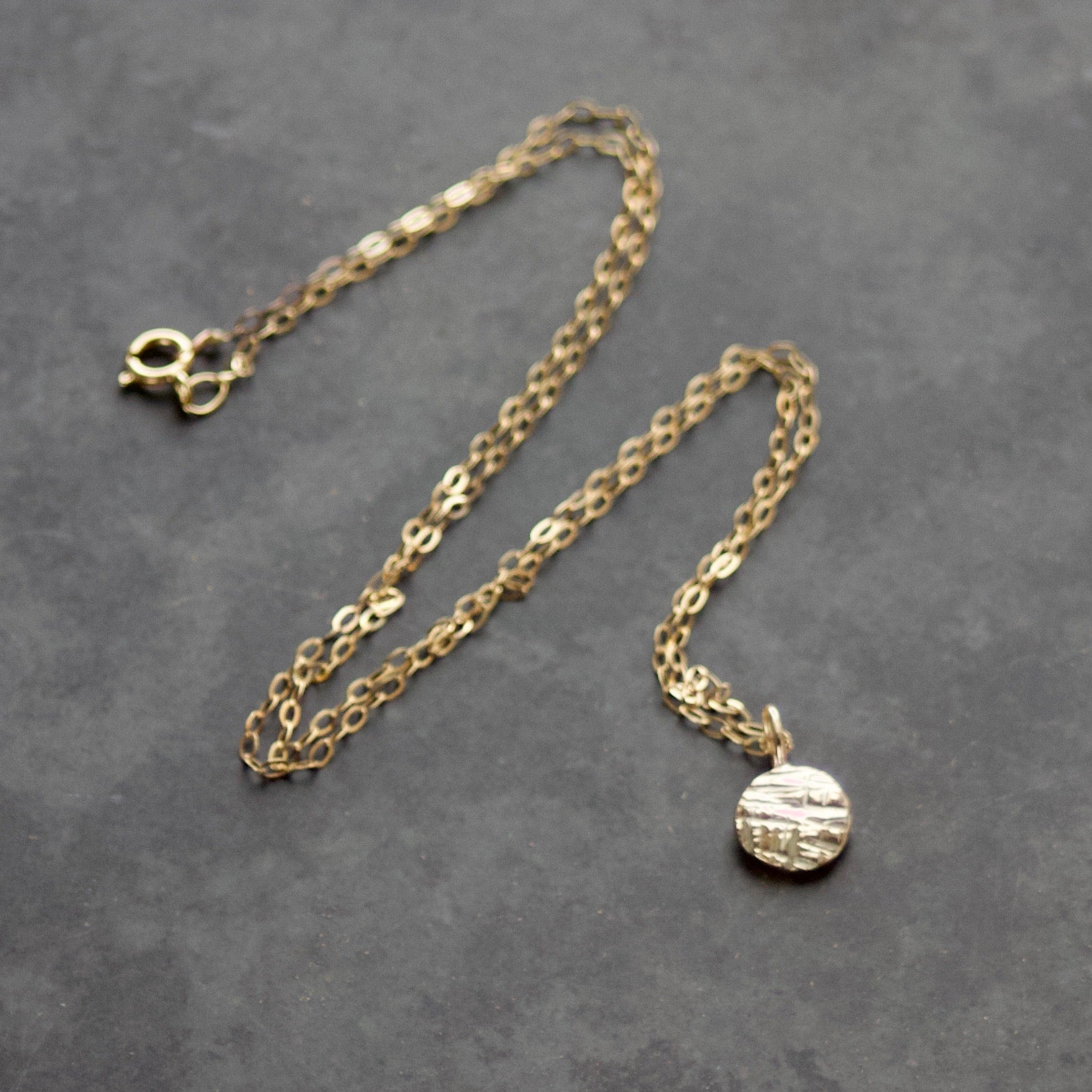 Solid Recycled 9ct Gold Criss Cross Disc Pendant Necklace image 1