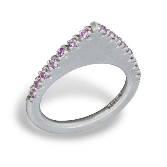 Pink Sapphire Point Pavé Slice Ring image 0