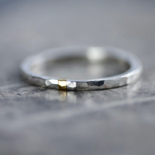 Hammered Silver & Gold Skinny Keum Boo Ring image 0
