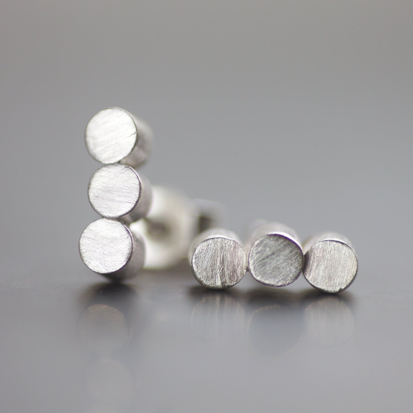Solid Sterling Cylinder Stud Earrings image 1