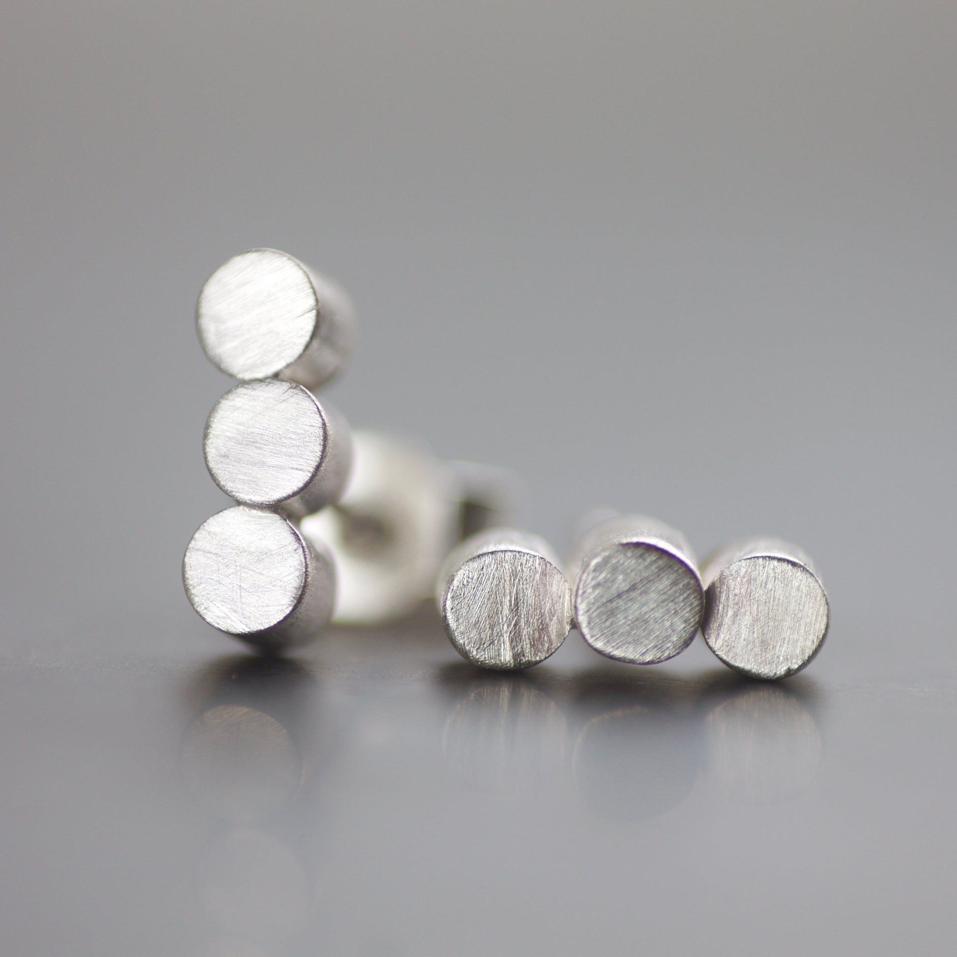Solid Sterling Cylinder Stud Earrings image 1