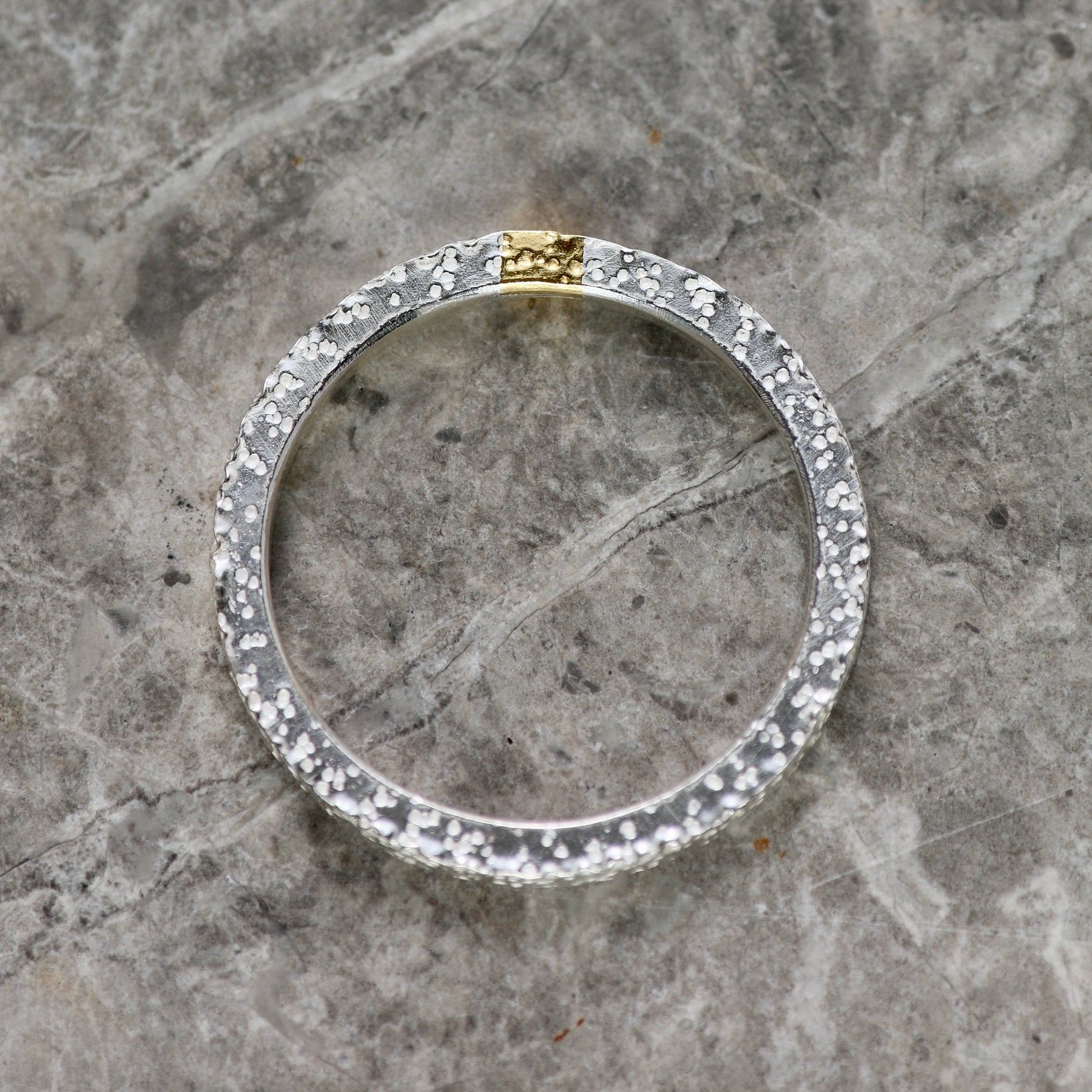 Dot Textured Silver & Gold 2mm Stacking Ring image 6