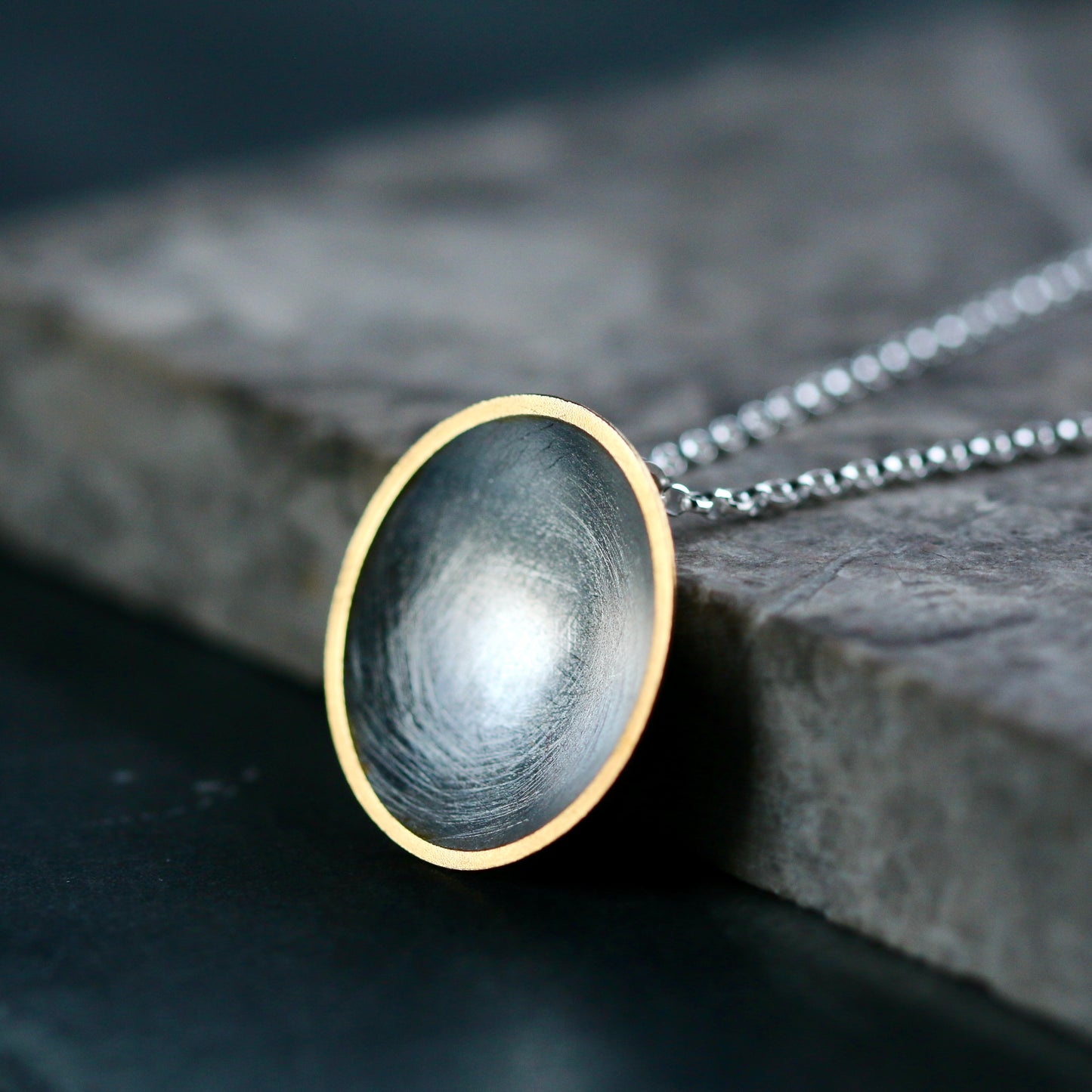 Silver + Gold Concave Pendant Necklace image 3