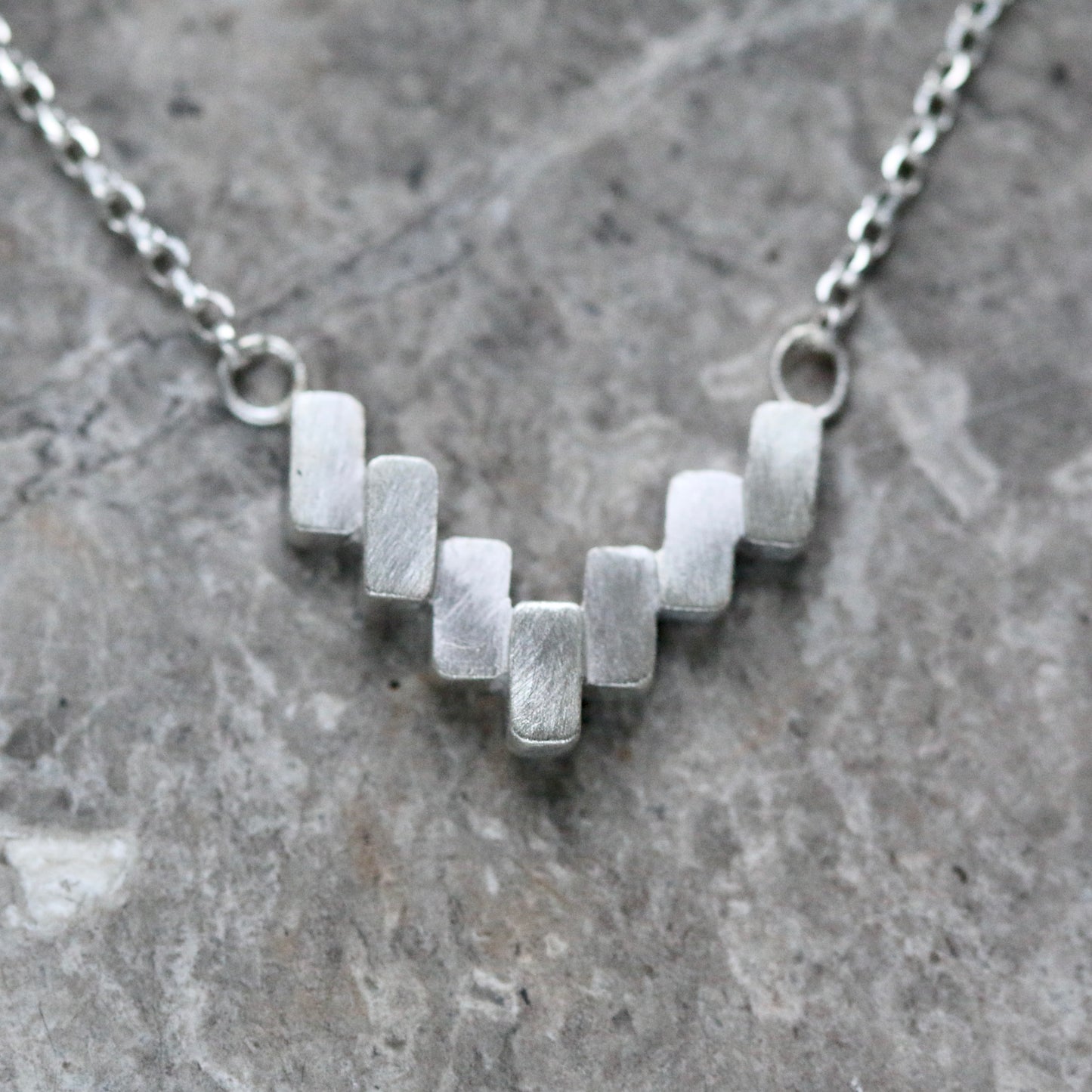Silver Block Necklace + Earrings Gift Set image 1