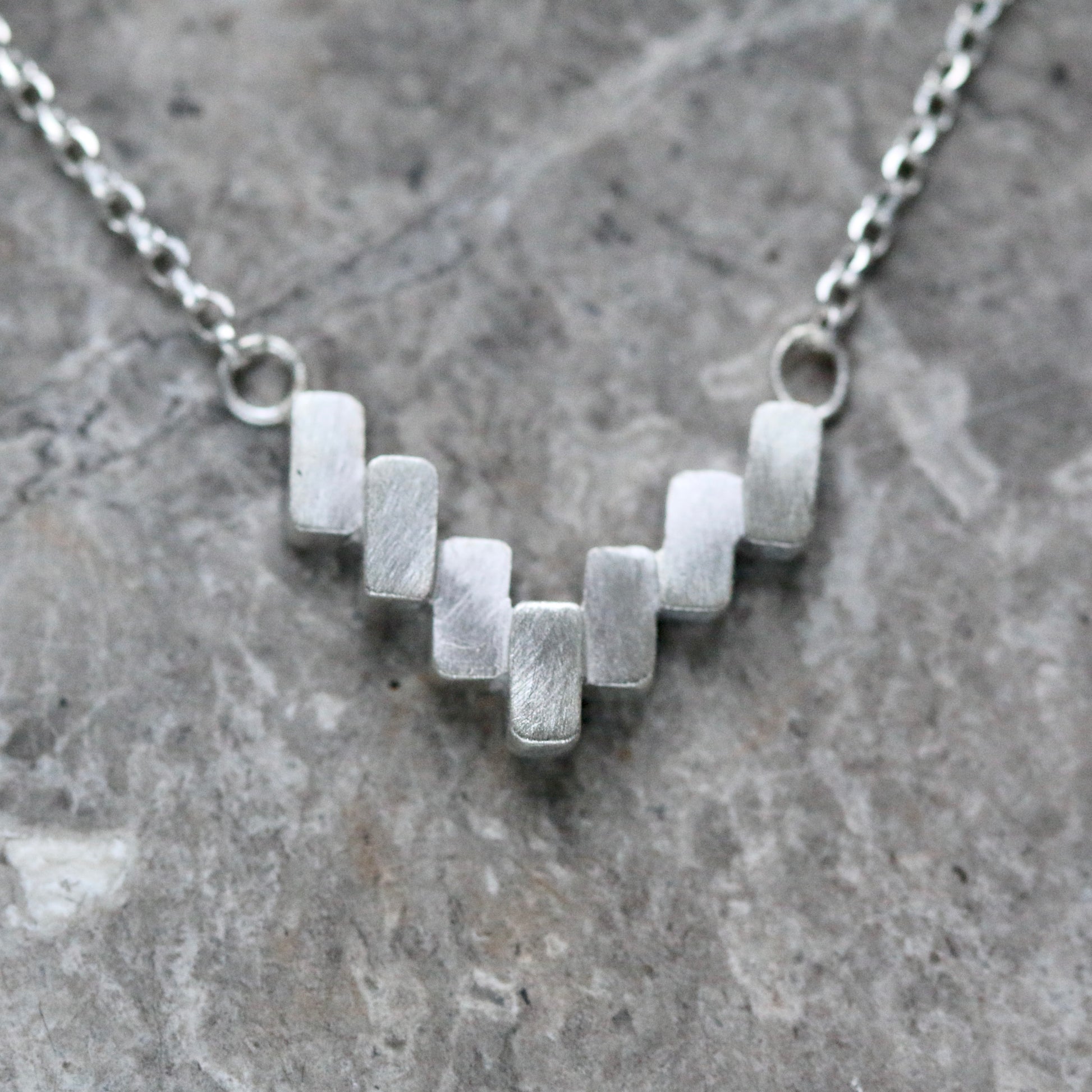 Silver Block Necklace + Earrings Gift Set image 1