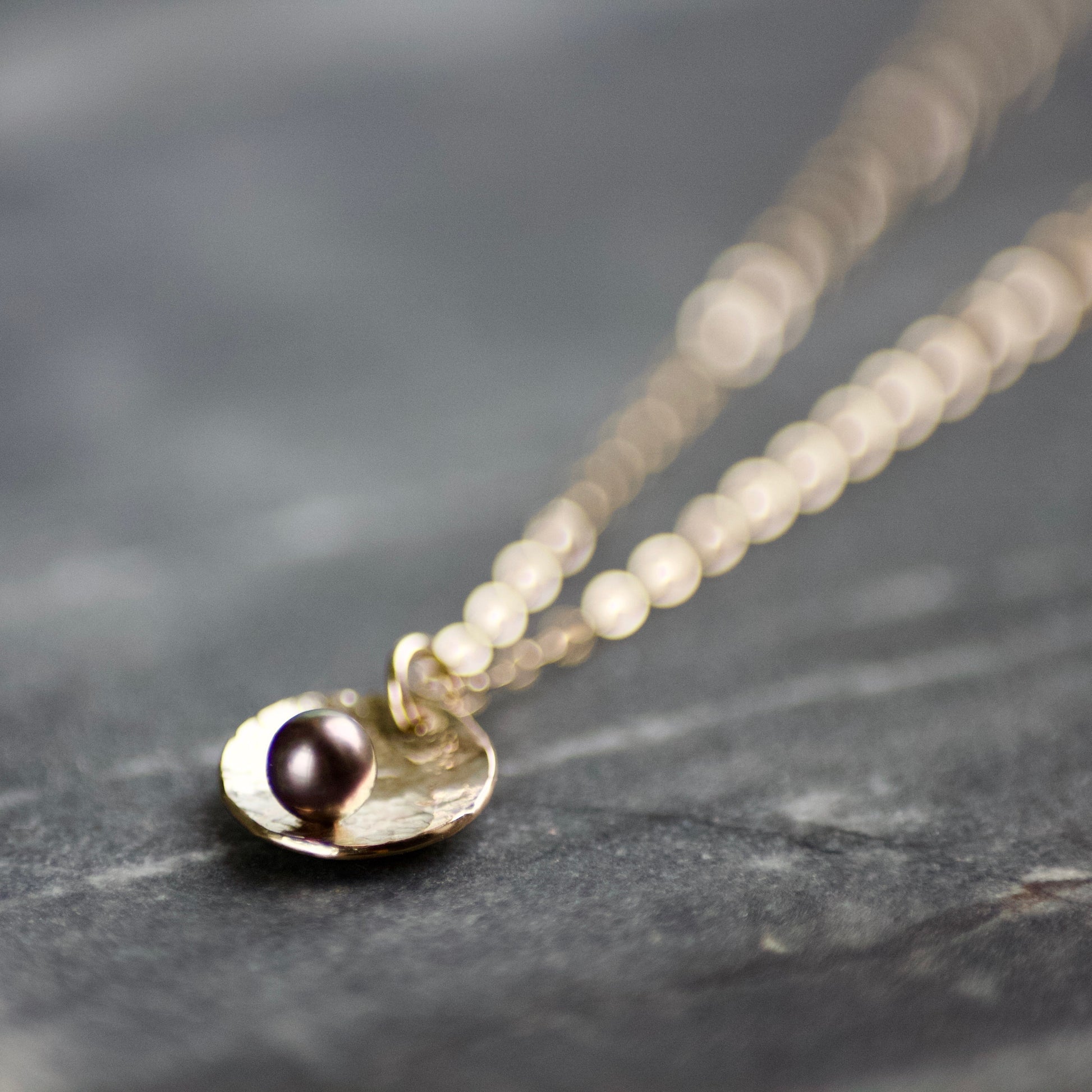 Peacock Pearl & 9ct Gold Delicate Pendant Necklace image 0