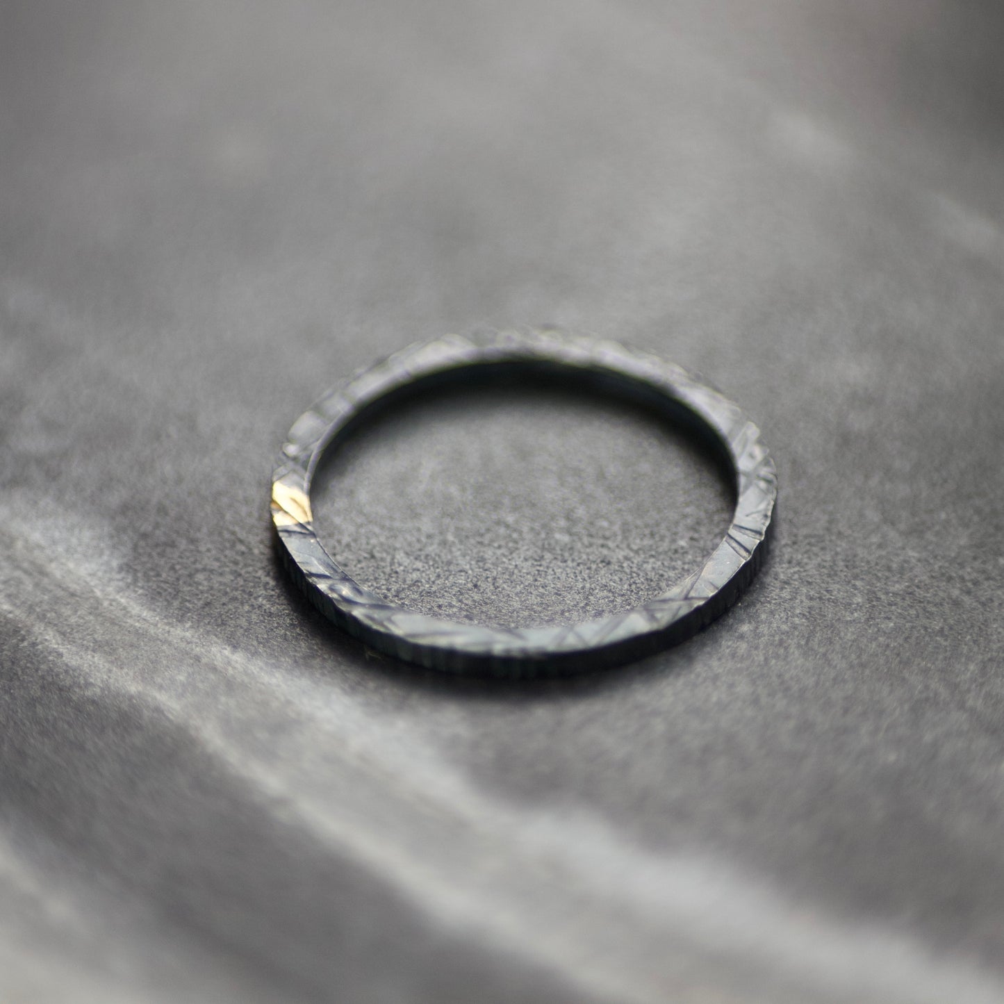 Oxidised Silver & Gold Linear Textured Skinny Ring image 5